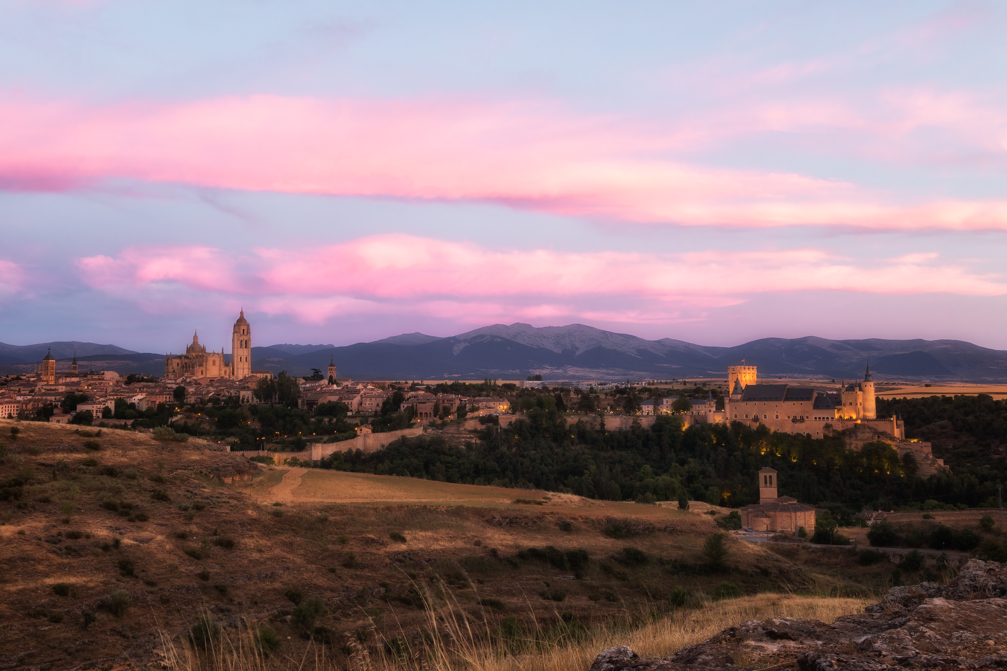 Panorámica de Segovia al atardecer