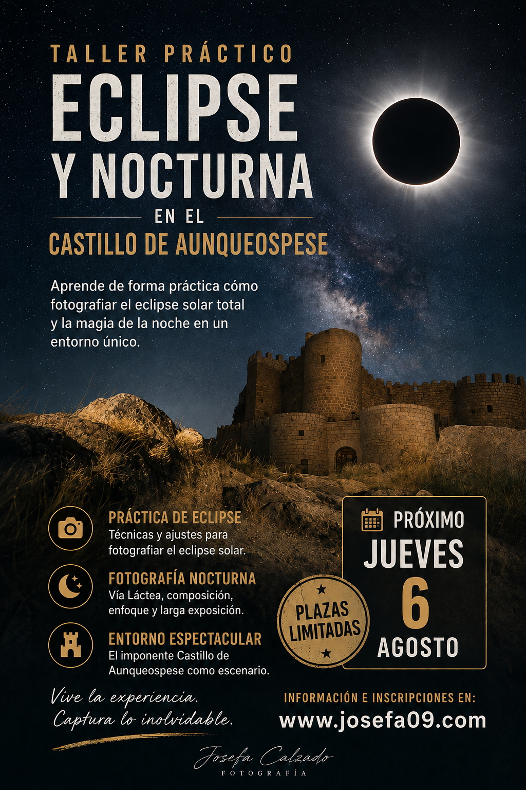 Taller práctico de fotografía del eclipse y nocturna
